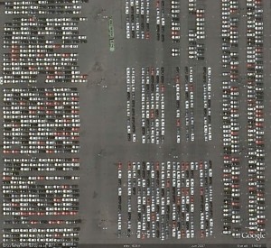 Vehicles Sit At GM Hamtrack, MI Plant as shown in Google Earth